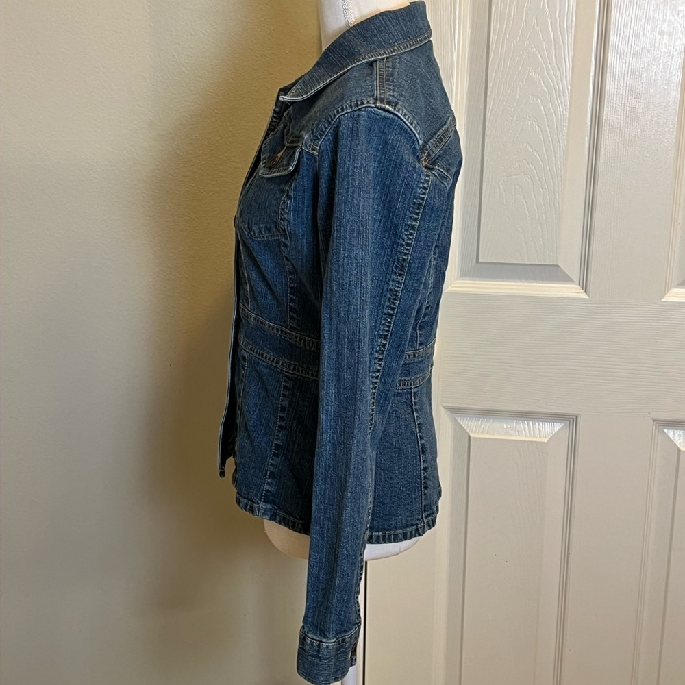 Axcess Peplum Denim Jacket With Stretch - Picture 6 of 8